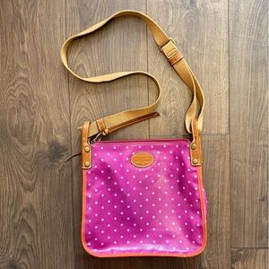 Fossil vintage fuchsia dot crossbody bag